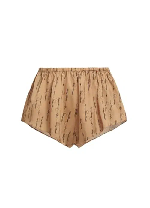 Kiki de Montparnasse, Script-Printed Silk Lounge Shorts, X-Small, Sable Black