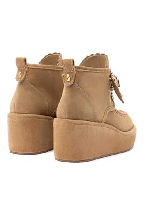 Larroudé, Chani Wedge In Peanut Suede — view 3