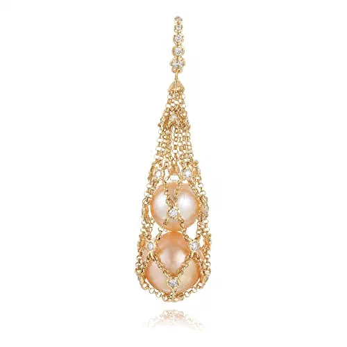 Lattice Golden Pearl Pendant, 18ct Yellow Gold