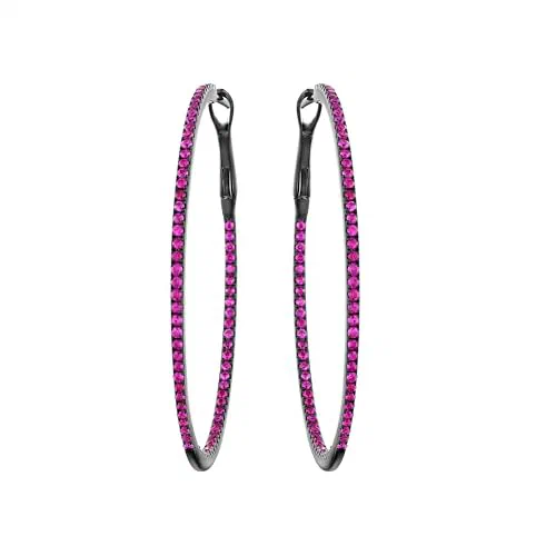 Leviev, 18K White Gold Diamond Earring, Starlit Elegance Collection, Natural Rubies