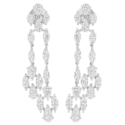 Leviev, 4.47cttw Natural Diamond Ethereal Cascade Dangle Earrings in 14K White Gold
