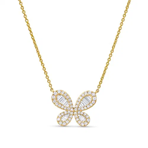 Leviev, Butterfly Necklace, Baguette Diamonds, 18K Yellow Gold