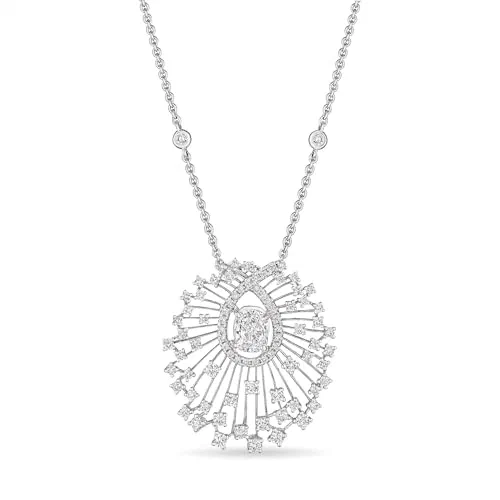 Leviev, Celestial Radiance Diamond Pendant Necklace, 3 CT Cushion Cut, E SI Quality, 18K White Gold, Natural Diamonds