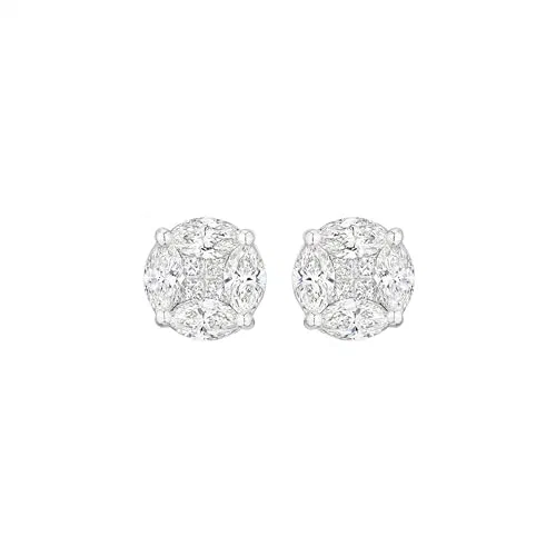 Leviev, Cluster Diamond Stud Earrings 1.71CT 18K White Gold