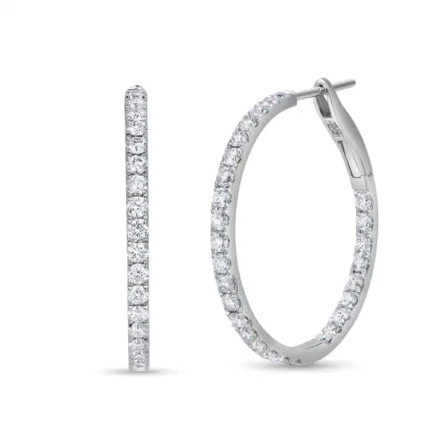 Leviev, Diamond Hoop Earrings, 19MM, 0.59 CT, 18K White Gold
