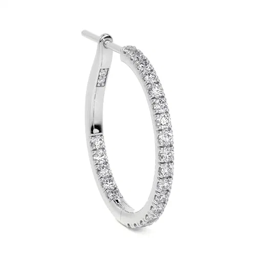 Leviev, Diamond Hoop Earrings, 19MM, 0.59 CT, 18K White Gold — view 3