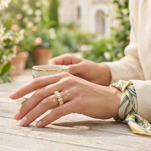 Leviev, Flower Petal Ring, Diamonds, 18K Yellow Gold — view 3