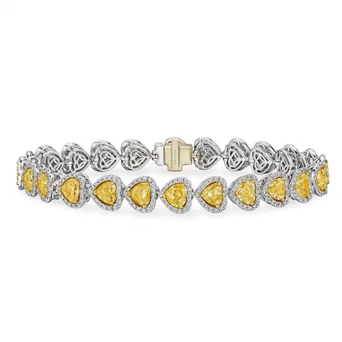 Leviev, Hearts of Gold Fancy Yellow Diamond Bracelet, 18K White Gold, 14.25 CT Natural Diamonds, VVS-VS Clarity