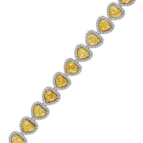 Leviev, Hearts of Gold Fancy Yellow Diamond Bracelet, 18K White Gold, 14.25 CT Natural Diamonds, VVS-VS Clarity — view 3