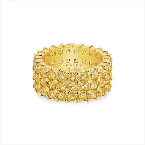 Light of Aurum 11.31 Carat Fancy Yellow Ascher Cut Eternity Ring in 18k Gold