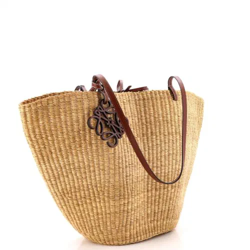 Loewe, Pre-Loved Shell Basket Bag Woven Raffia Medium — view 3