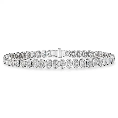 Lumi 6.74 Carat Oval Diamond Tennis Bracelet in 18K White Gold