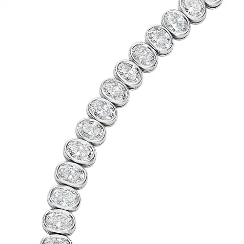 Lumi 6.74 Carat Oval Diamond Tennis Bracelet in 18K White Gold — view 3
