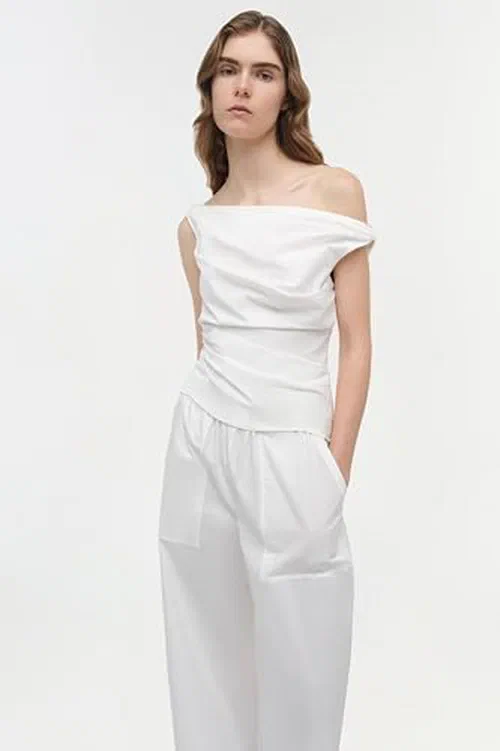 Maisel Draped Cotton Top — view 3
