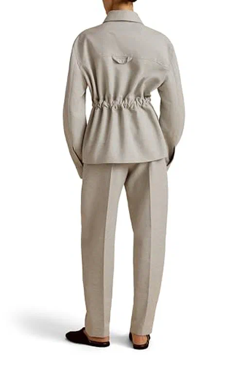 Marina Moscone, Cotton Silk Belted Bomber Jacket — view 3