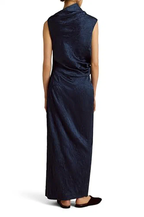Marina Moscone, Satin Jacquard Column Dress — view 3