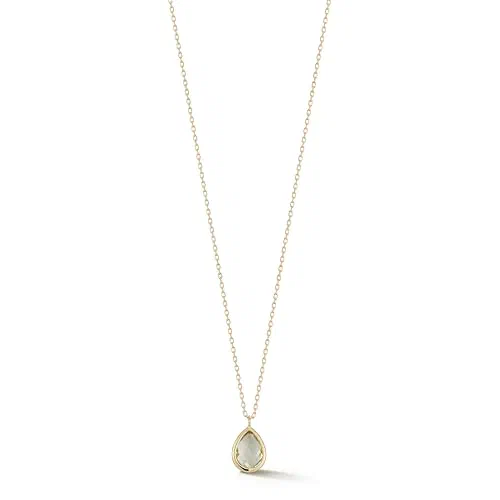 MATEO New York, 14kt Bezel Pear Drop Necklace, Green Amethyst