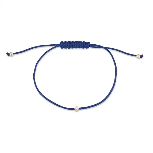 MATEO New York, 14kt Diamond Dot on Blue Nylon Bracelet