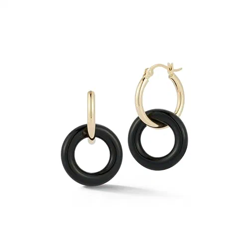 MATEO New York, 14kt Onyx Donut Hoops