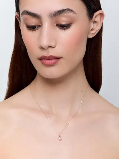 MATEO New York, 14kt Pear and Diamond Bezel Necklace — view 3