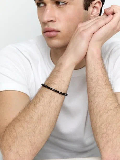 MATEO New York, 4mm Onyx Beaded Bracelet - 8.5" Length — view 3