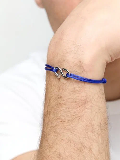 MATEO New York, Bent Nail on blue Nylon Bracelet — view 3