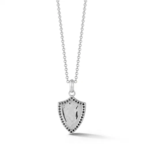 MATEO New York, Black Diamond Shield Necklace