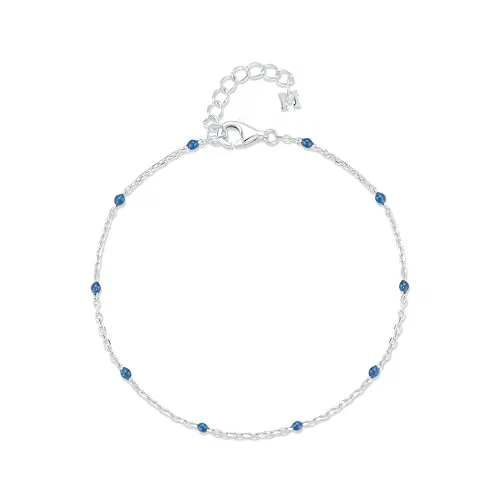 MATEO New York, Blue Enamel Station Chain Bracelet