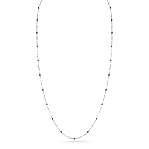 MATEO New York, Blue Enamel Station Chain Necklace - 18" + 2" ext