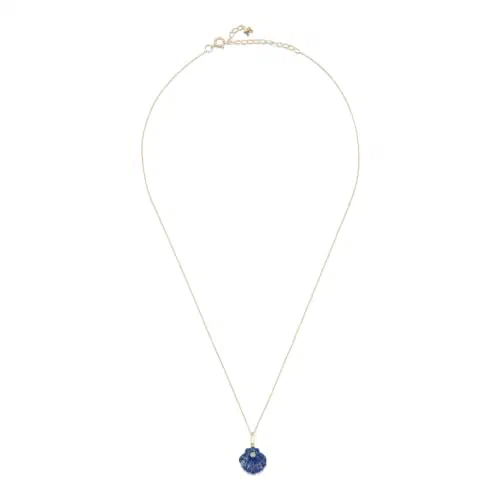 MATEO New York, Carved Lapis Venus Shell Necklace - 16" + 2" Chain