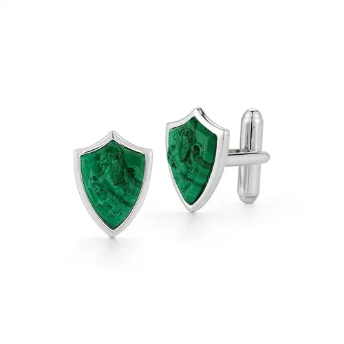 MATEO New York, Carved Stallion Malachite Shield Cufflinks