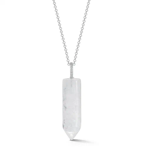 MATEO New York, Diamond Healing Crystal Necklace, Sterling Silver