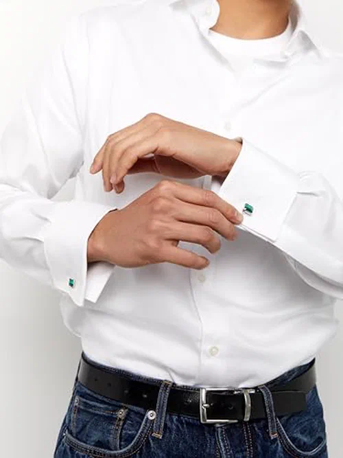 MATEO New York, Emerald Cut Malachite Cufflinks — view 3