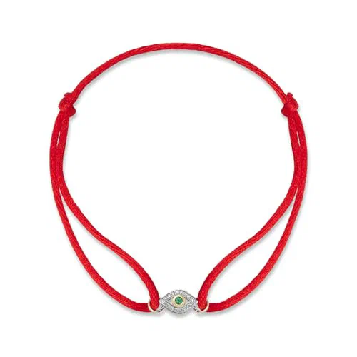 MATEO New York, Evil Eye on Red Nylon Bracelet