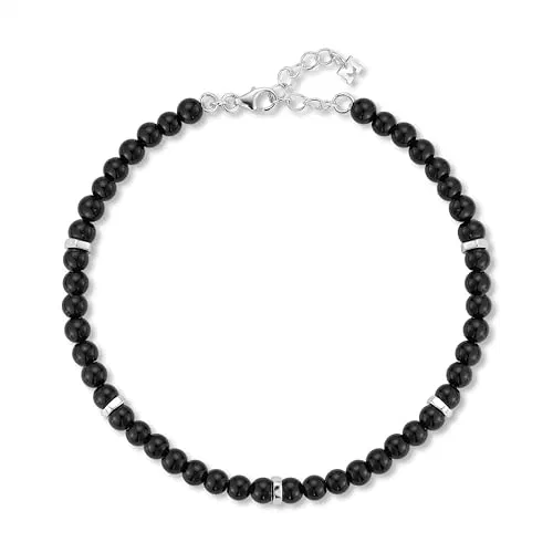 MATEO New York, Hex Nut Onyx Bead Bracelet, 8.5" Length