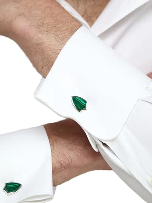 MATEO New York, Malachite Shield Cufflinks