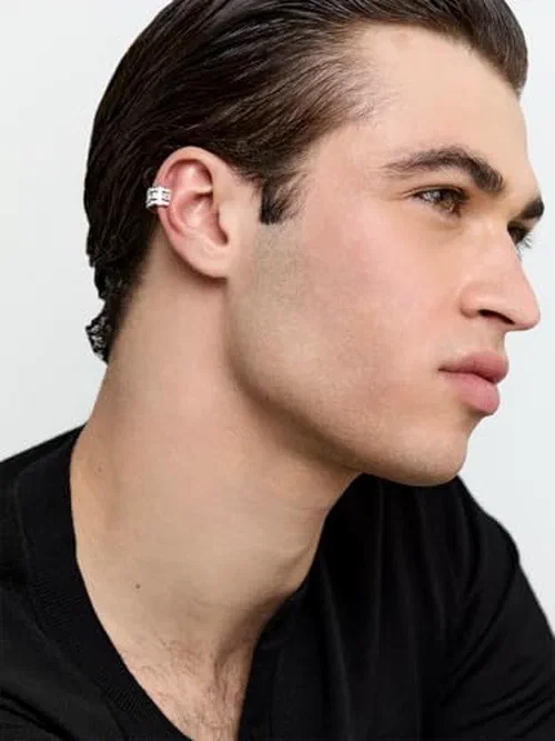 MATEO New York, Platinum and Diamond Baguette Ear Cuff — view 3