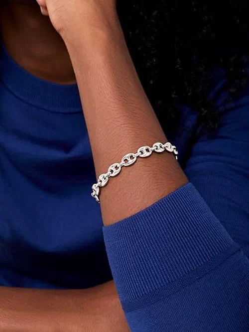 MATEO New York, Puff Link Chain Bracelet, 8.5in, Sterling Silver — view 3