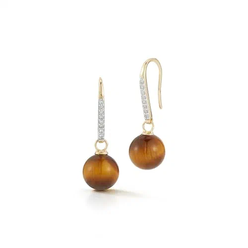 MATEO New York, Single Tigers Eye Drop Earrings