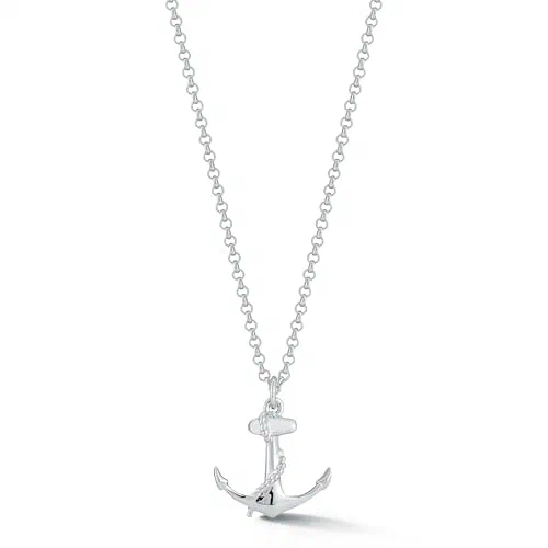 MATEO New York, Small Anchor Necklace, 22in, Sterling Silver