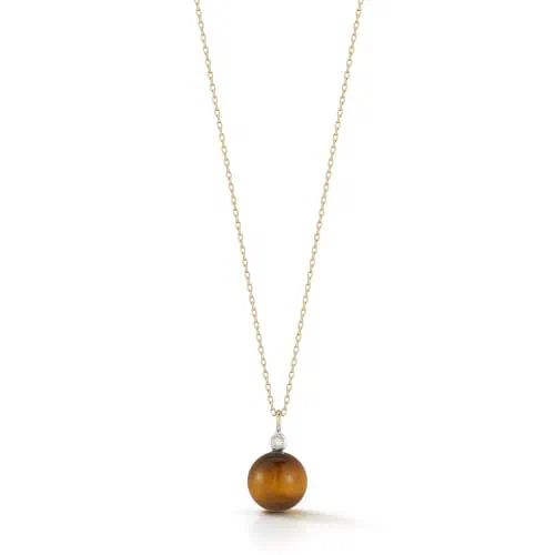 MATEO New York, Tigers Eye Diamond Dot Necklace