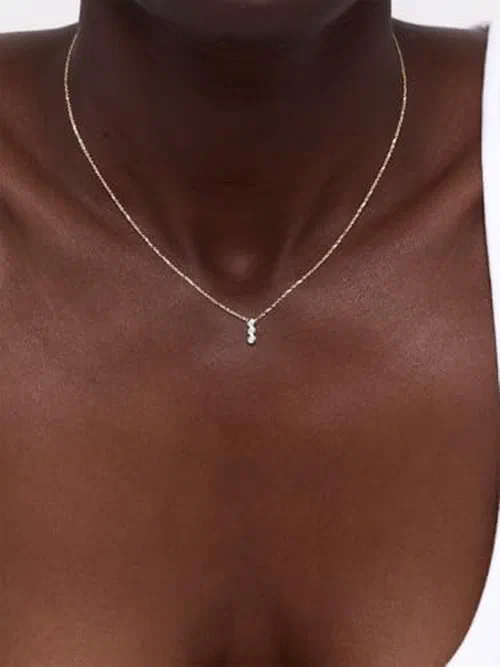 MATEO New York, Trio Diamond Bar Necklace - 16" Chain — view 3