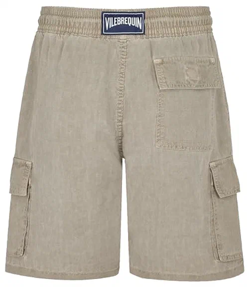 Men Linen Bermuda Shorts Mineral Dye Eucalyptus,Eucalyptus,S — view 2