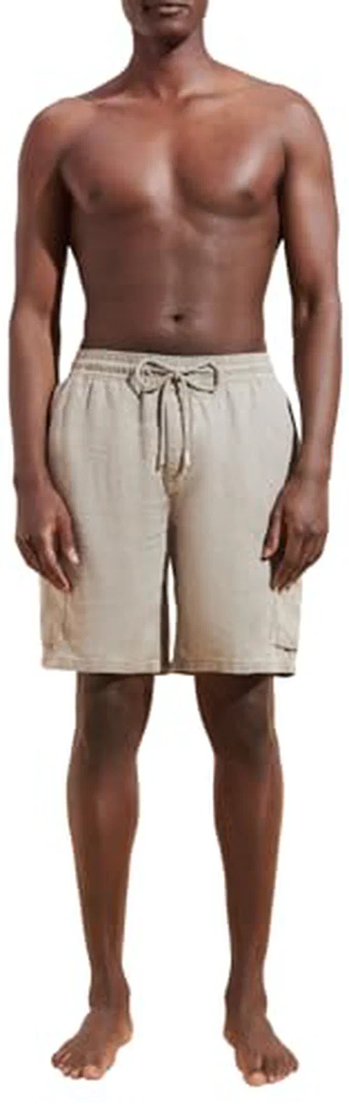 Men Linen Bermuda Shorts Mineral Dye Eucalyptus,Eucalyptus,S — view 3