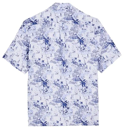 Men Linen Bowling Shirt Riviera, XXL — view 2