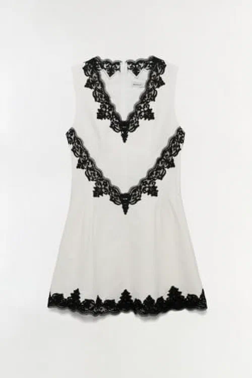 Minna Cotton Faille Lace Mini Dress