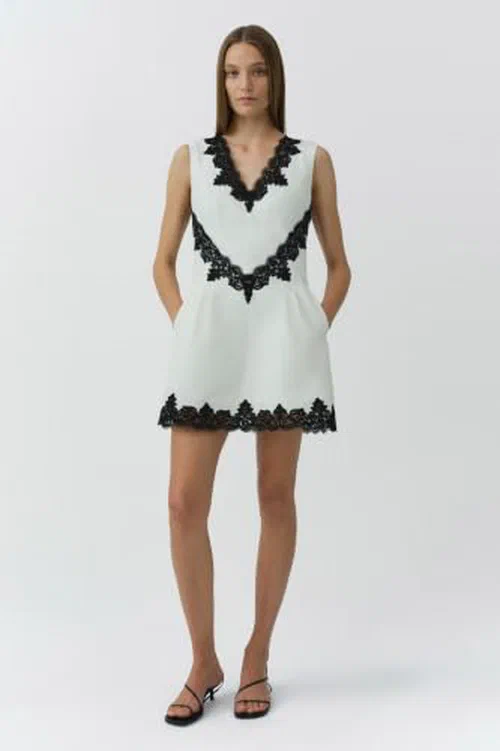 Minna Cotton Faille Lace Mini Dress — view 3
