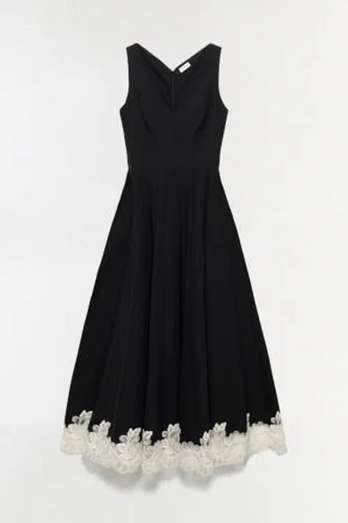 Mira Cotton Faille Lace Midi Dress
