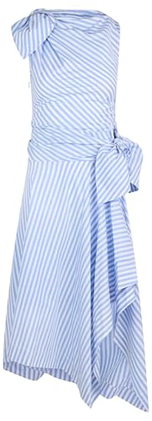 MONSE, Bow Drape Shirting Cascade Dress