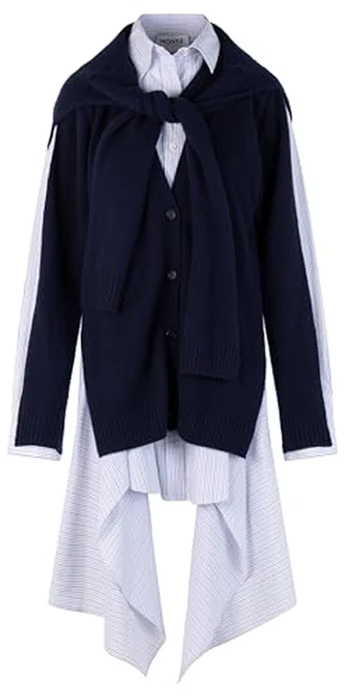MONSE, Combo Knit Cascade Shirt Dress